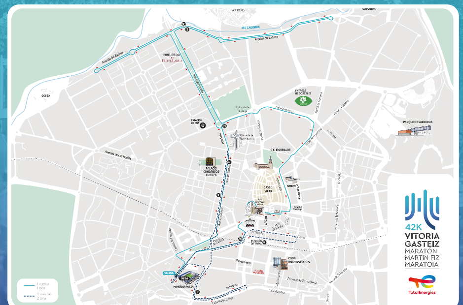 Recorrido 42k Vitoria-Gasteiz Maratón Martin Fiz