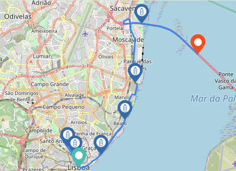 Mapa de la media maratón de Lisboa